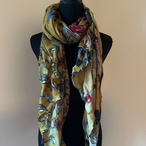 *ABEYA* Mustard Yellow x Floral Fashion Polyester Scarf
